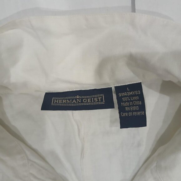 Herman Geist women's cream blouse. sleeveless button front top shirt size L. - Picture 8 of 13